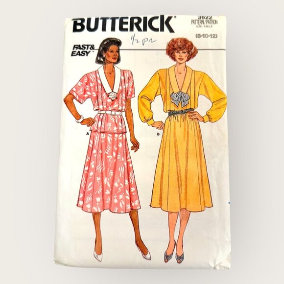 Vintage 1980s Butterick Sewing Pattern 3622 Misses Top Skirt Size 8-12 - Picture 1 of 2